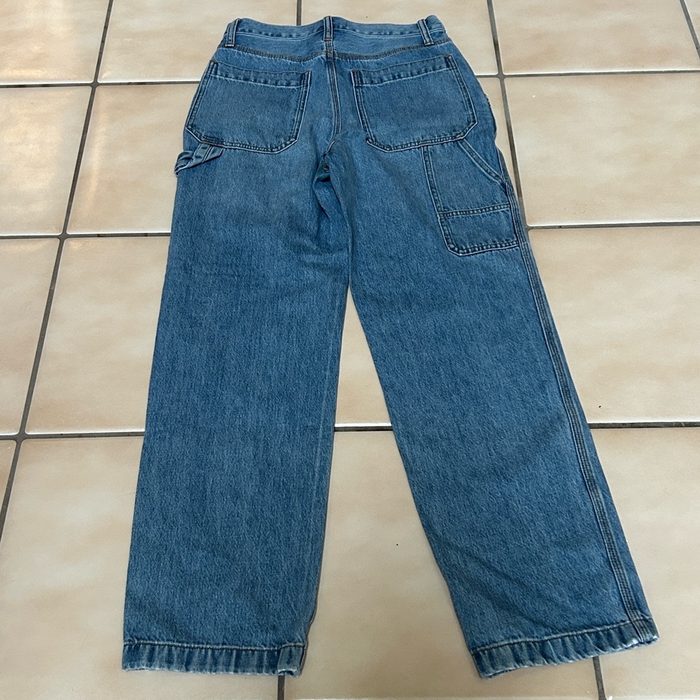Madewell The Perfect Vintage Med Light Wash Straight Utility Carpenter Jeans 25 - Picture 10 of 16